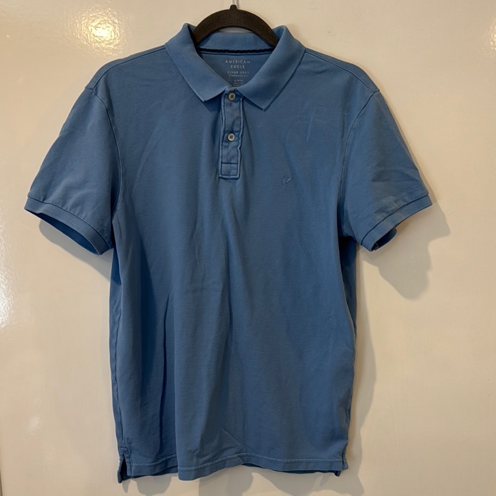 American Eagle Blue Polo Shirt Classic Design